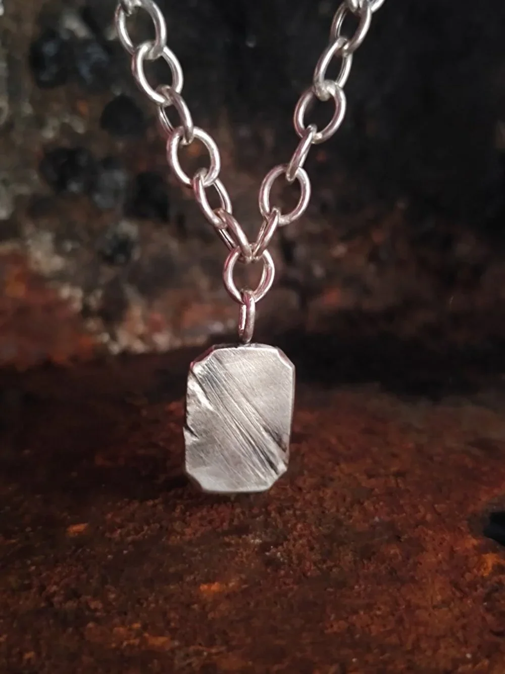Handmade Sterling Silver Engravable Pendant Necklace – Thick Link Chain